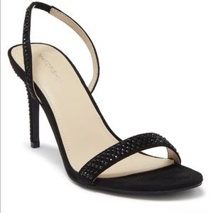 Marc Fisher Black Rhinestone Sling-back Heels